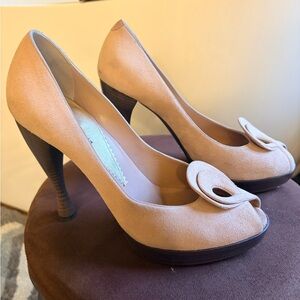 Vintage Emporio Armani Lt Pinkish/Beige Peep-Toe Heels